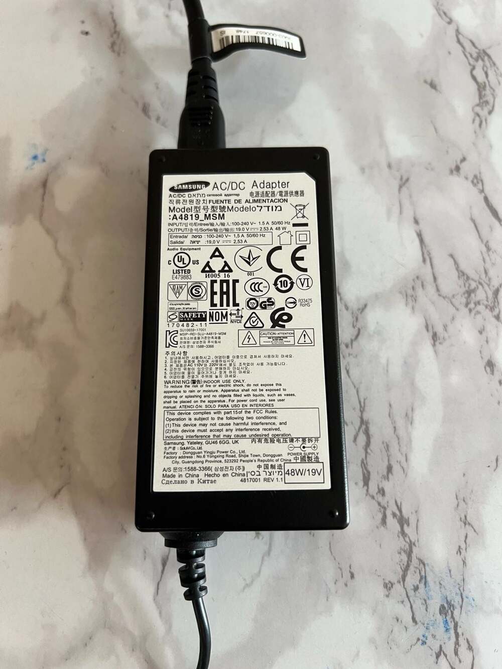 Samsung A4819_MSM 48W 19V AC/DC Power Adapter Charger